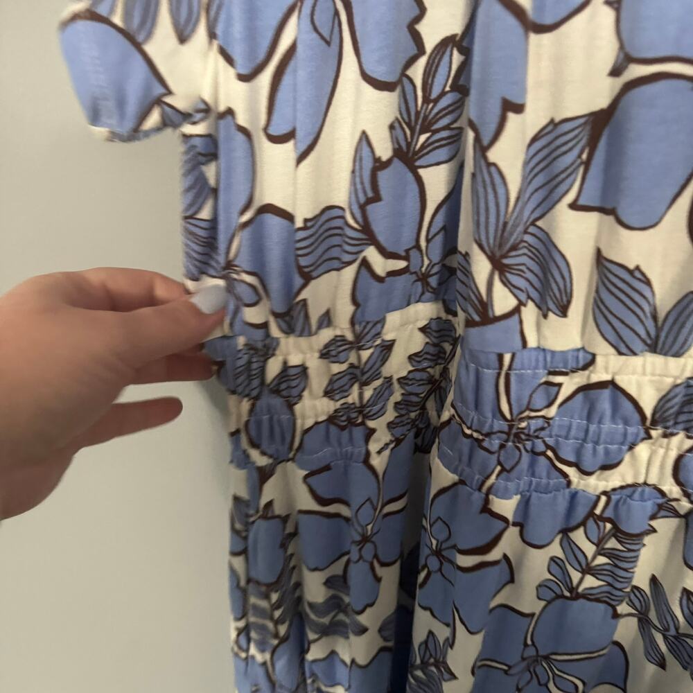 NWT Nicole Miller White Blue Floral Short Sleeve Midi Dress Women's Plus Size 2X - Picture 5 of 11